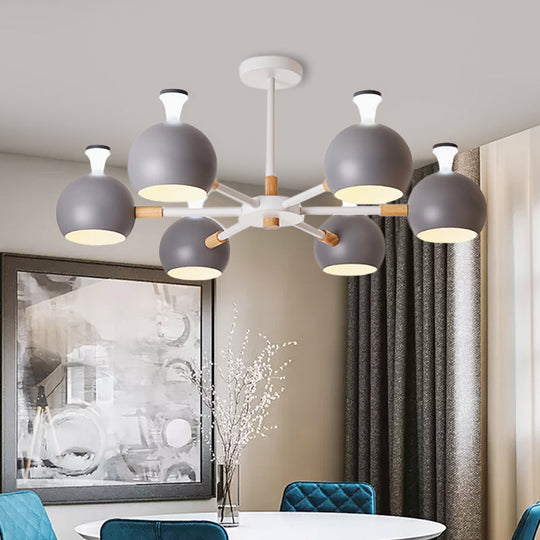 Art Deco Dome Pendant Chandelier - 6-Light Metal Hanging Light For Living Room