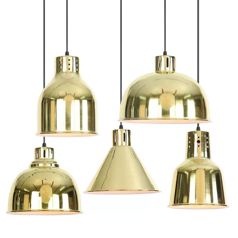 Vintage Gold Iron Pendant Light Kit - Bell/Cone/Trumpet Design, 1 Head Down Lighting for Living Room with Vent Hole