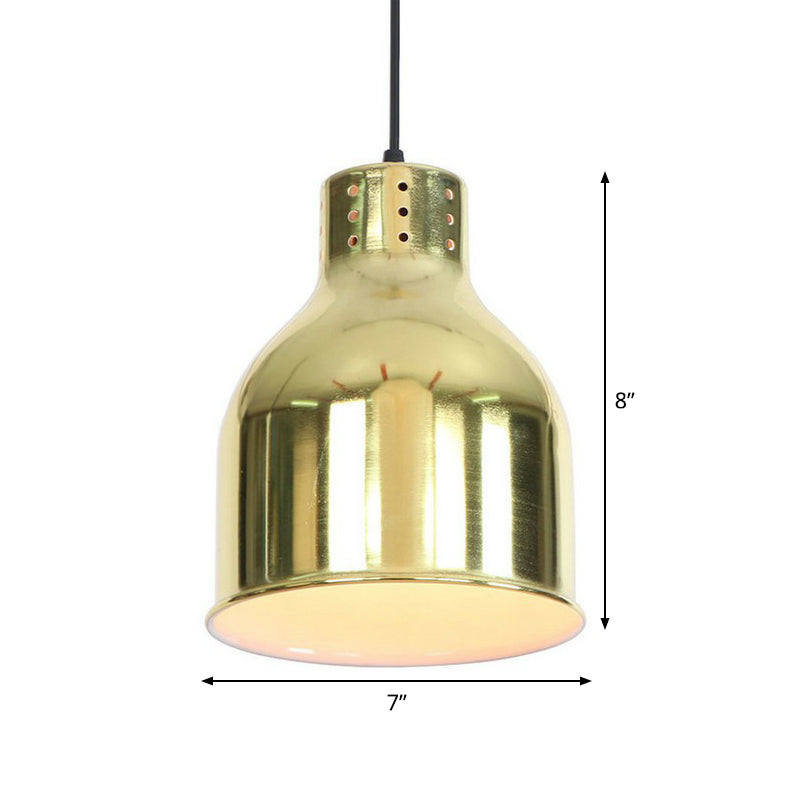 Vintage Gold Iron Pendant Light Kit - Bell/Cone/Trumpet Design, 1 Head Down Lighting for Living Room with Vent Hole