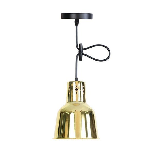 Vintage Gold Iron Pendant Light Kit - Bell/Cone/Trumpet Design, 1 Head Down Lighting for Living Room with Vent Hole