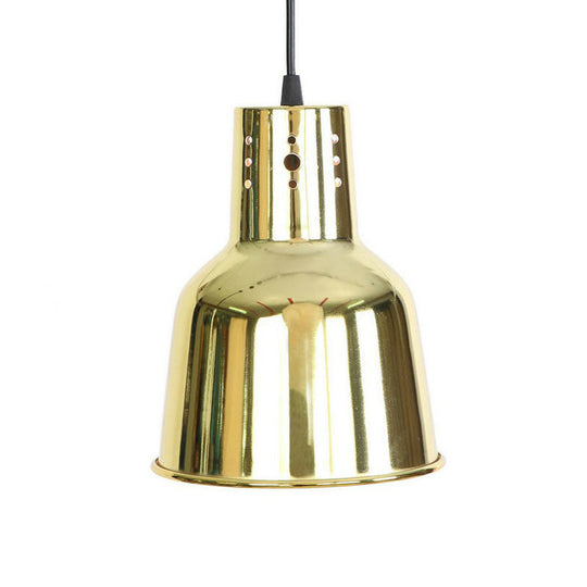 Vintage Gold Iron Pendant Light Kit - Bell/Cone/Trumpet Design, 1 Head Down Lighting for Living Room with Vent Hole