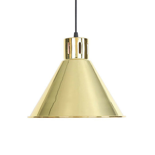 Vintage Gold Iron Pendant Light Kit - Bell/Cone/Trumpet Design, 1 Head Down Lighting for Living Room with Vent Hole