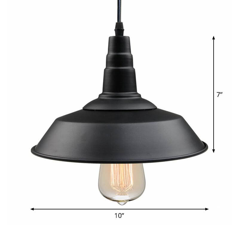 Restaurant Pendant Light: Countryside Black Metal Hanging Barn Ceiling Lamp - 1 Bulb