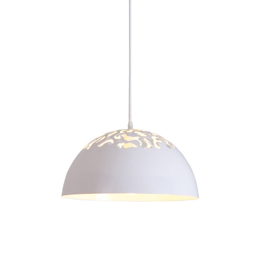 Nordic Dome Ceiling Pendant Lamp With Hollowed Top - 14/16 Wide Iron Light In Black/White