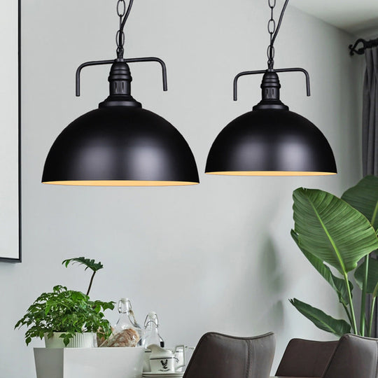 Hemisphere Porch Hanging Light - Rural Metallic Suspension Pendant with Black Finish & 1 Bulb