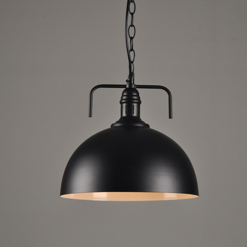 Rustic Metallic Porch Pendant Light With Black Suspension - 1 Bulb