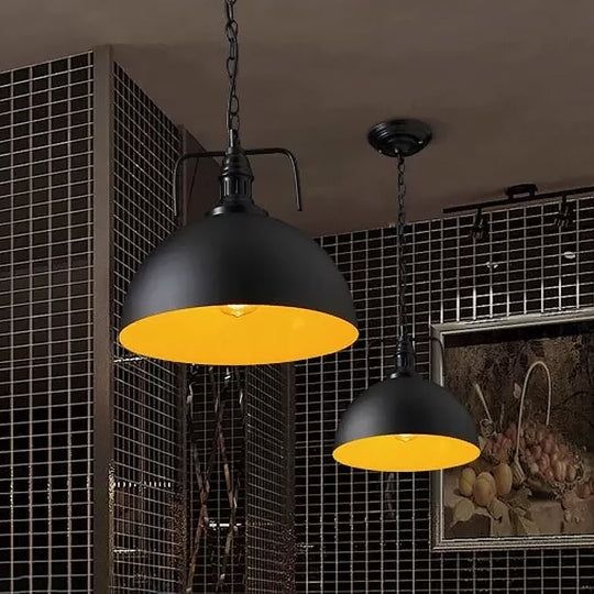 Black Iron Industrial Pendant Light With Vent - Perfect For Restaurants