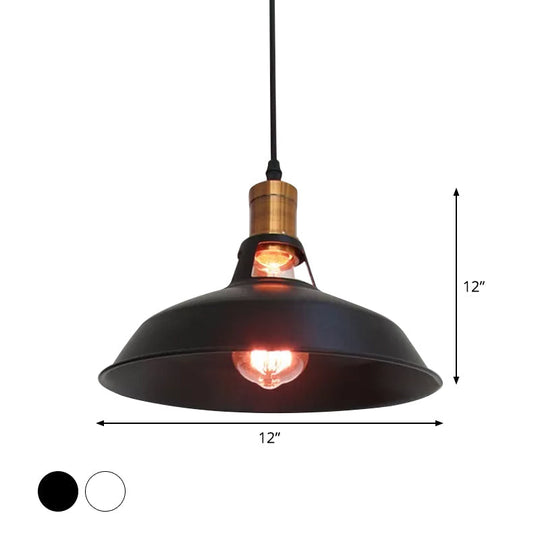 Farmhouse Iron Pendant Light With Vented Socket - Barn Shade Living Room Lighting 1-Light