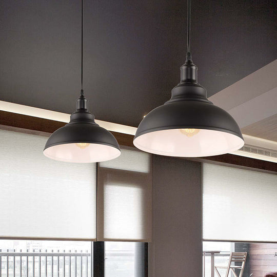 Industrial Metal Black Hanging Light Fixture - 1 Head Ceiling Pendant Lamp With Plug-In Cord