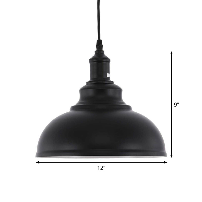 Industrial Metal Black Hanging Light Fixture Bowl Pendant Lamp Ceiling with Plug-in Cord