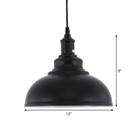 Industrial Metal Black Hanging Light Fixture - 1 Head Ceiling Pendant Lamp With Plug-In Cord