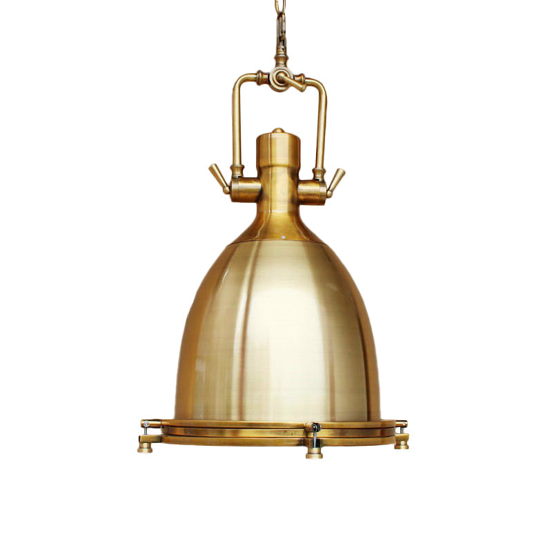 Farmhouse Cloche Pendant Light with Handle in Bronze/Chrome Finish