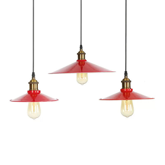 Red Loft Style Iron Saucer Shade Pendant Light Kit For Living Room 8.5/10/14W / 8.5