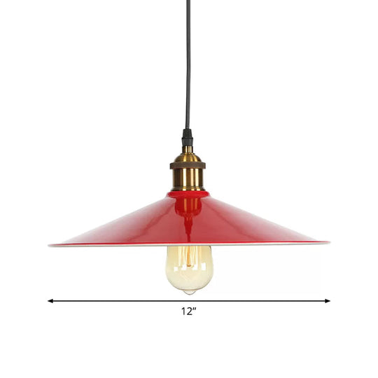 Red Loft Style Iron Saucer Shade Pendant Light Kit For Living Room 8.5/10/14W