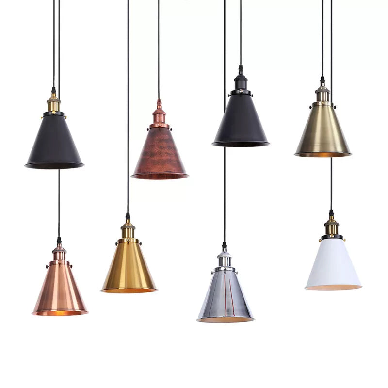 Industrial Horn Shaped Pendant Light in Rust/Copper/Brass - 1-Light Bedside Fixture