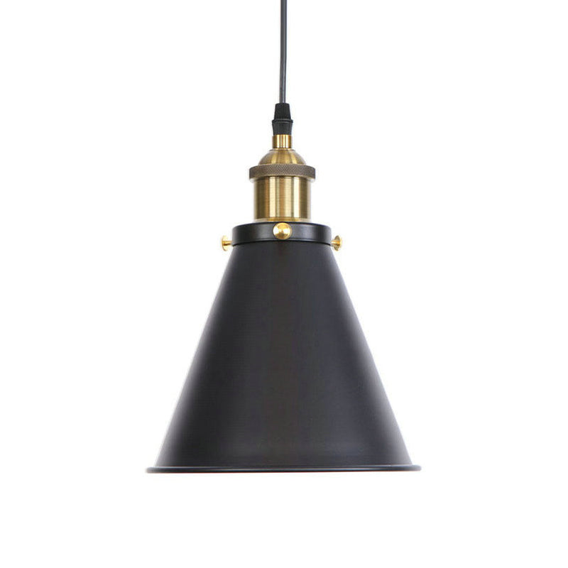 Industrial Rust/Copper/Brass Horn Pendant Light - 1-Light Bedside Pendulum Lighting