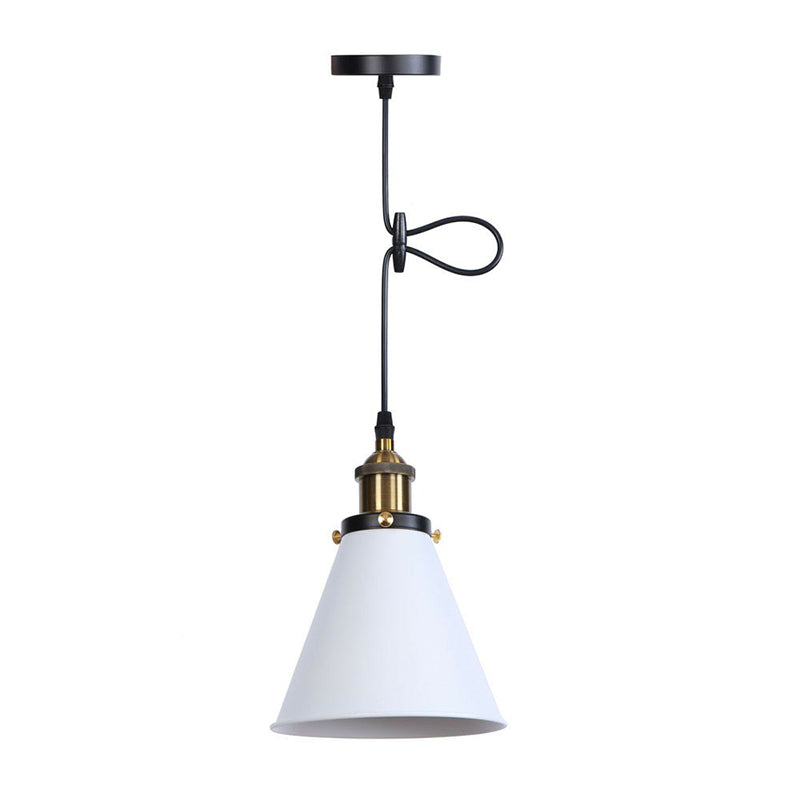 Industrial Rust/Copper/Brass Horn Pendant Light - 1-Light Bedside Pendulum Lighting White