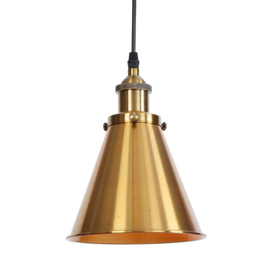 Industrial Rust/Copper/Brass Horn Pendant Light - 1-Light Bedside Pendulum Lighting Brass