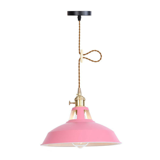 Nordic Barn-Style Pendant Light with Colorful Iron Shade – Perfect for Kitchen and Bar