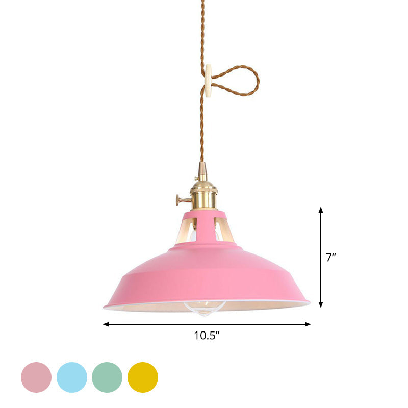 Nordic Barn-Style Pendant Light with Colorful Iron Shade – Perfect for Kitchen and Bar