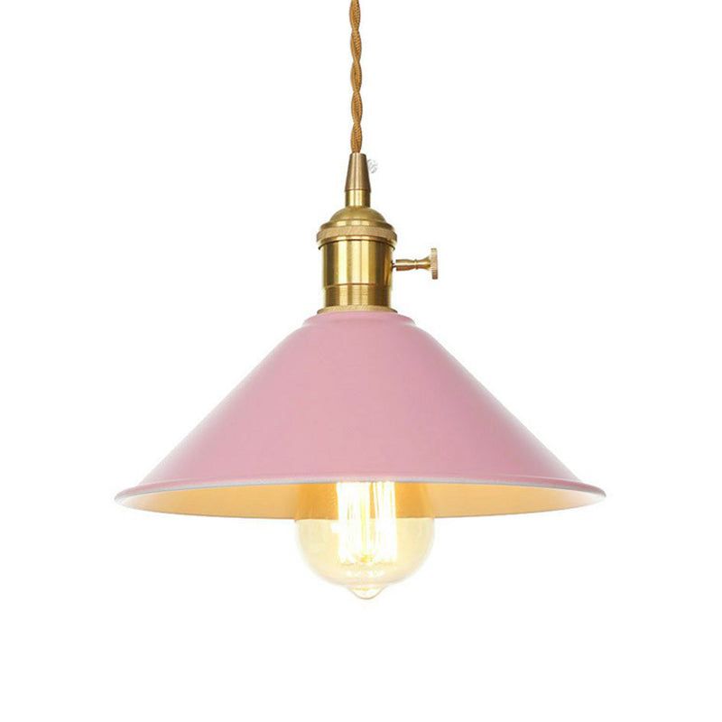 Nordic Barn-Style Pendant Light with Colorful Iron Shade – Perfect for Kitchen and Bar