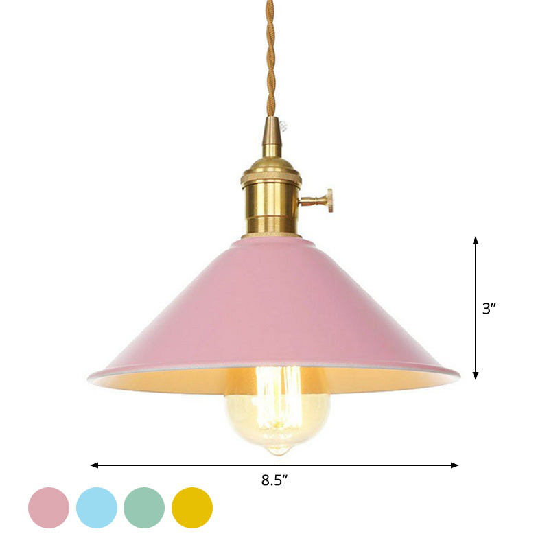 Nordic Barn-Style Pendant Light with Colorful Iron Shade – Perfect for Kitchen and Bar