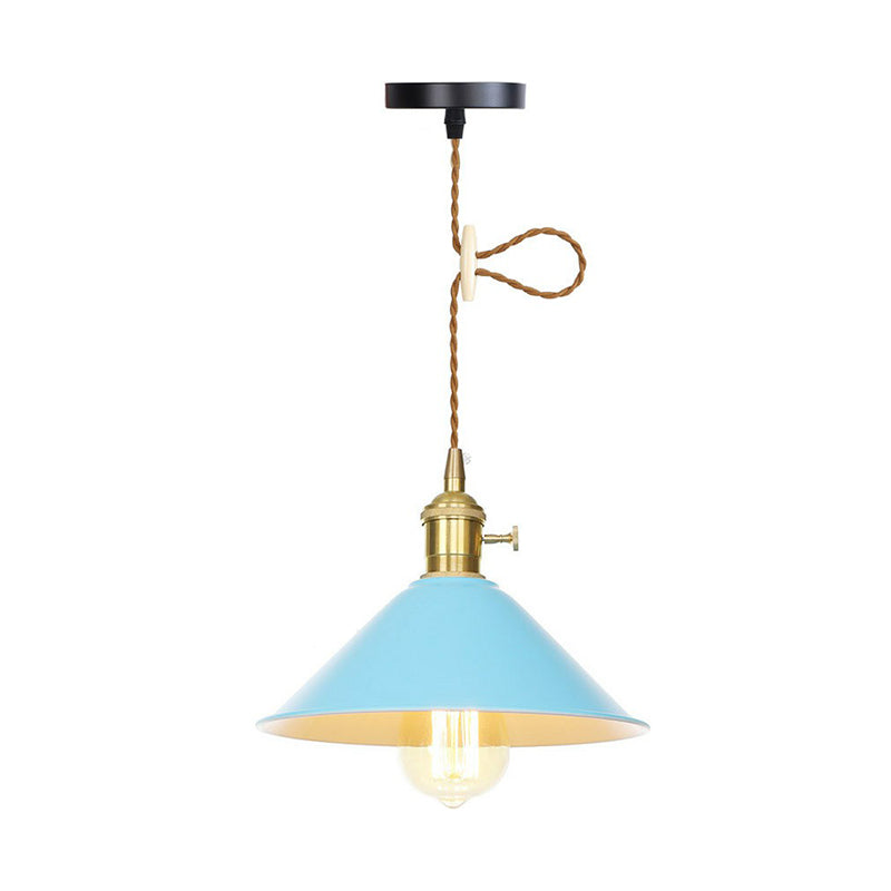 Nordic Barn-Style Pendant Light with Colorful Iron Shade – Perfect for Kitchen and Bar