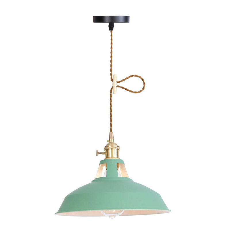 Ceiling Hang Lamp With Barn/Cone Iron Shade In Nordic Kitchen Style - Pink/Blue/Green Green / B