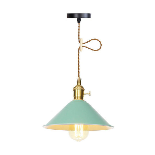 Nordic Barn-Style Pendant Light with Colorful Iron Shade – Perfect for Kitchen and Bar