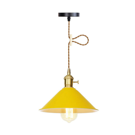 Ceiling Hang Lamp With Barn/Cone Iron Shade In Nordic Kitchen Style - Pink/Blue/Green Yellow / A