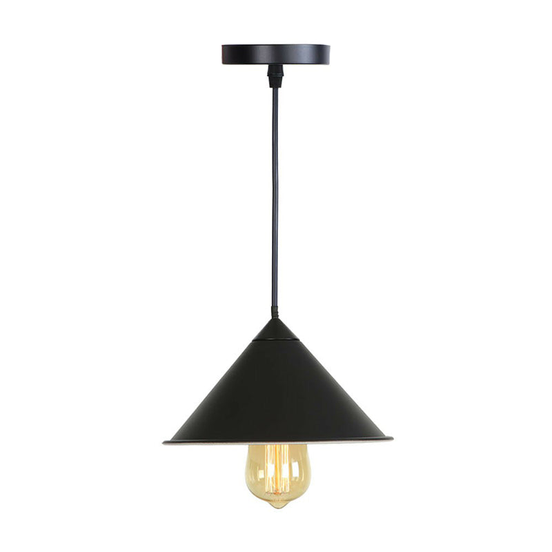 Conical Drop Pendant Dining Room Hanging Lamp In Pink/Blue/Grey With Loft Style And Rolled Edge