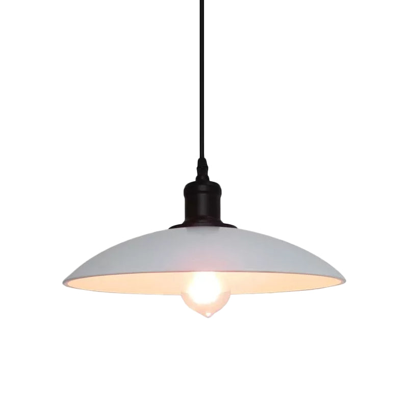 Vintage Metallic Bowl Pendant Light in Black/White for Living Room Ceiling