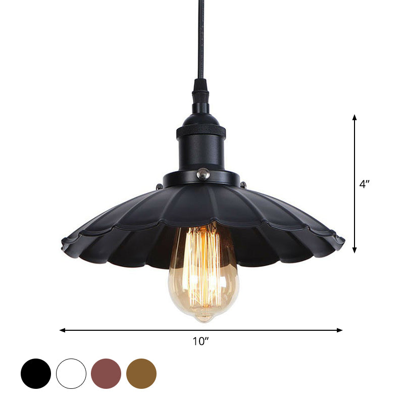 Industrial Metal Scallop Pendant Light With Cord Grip - Black/Bronze/Rust 1 Bulb Ceiling Hanging