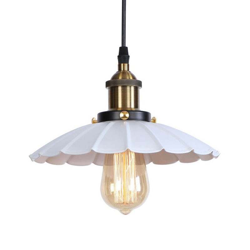 Industrial Metal Scallop Pendant Light With Cord Grip - Black/Bronze/Rust 1 Bulb Ceiling Hanging