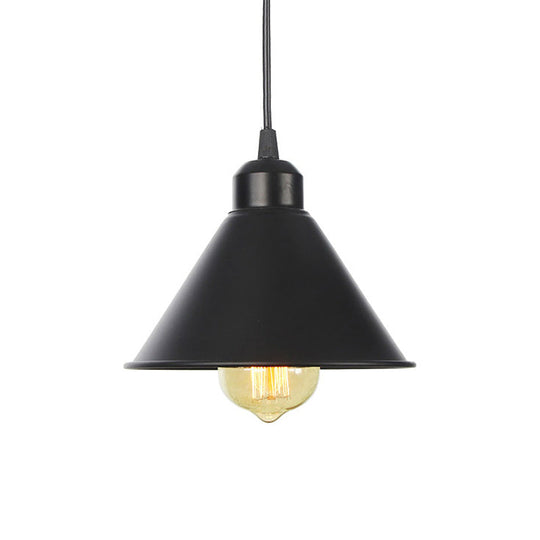 Rustic Pendant Ceiling Lamp With Flared Iron Shade - Black Or White / B