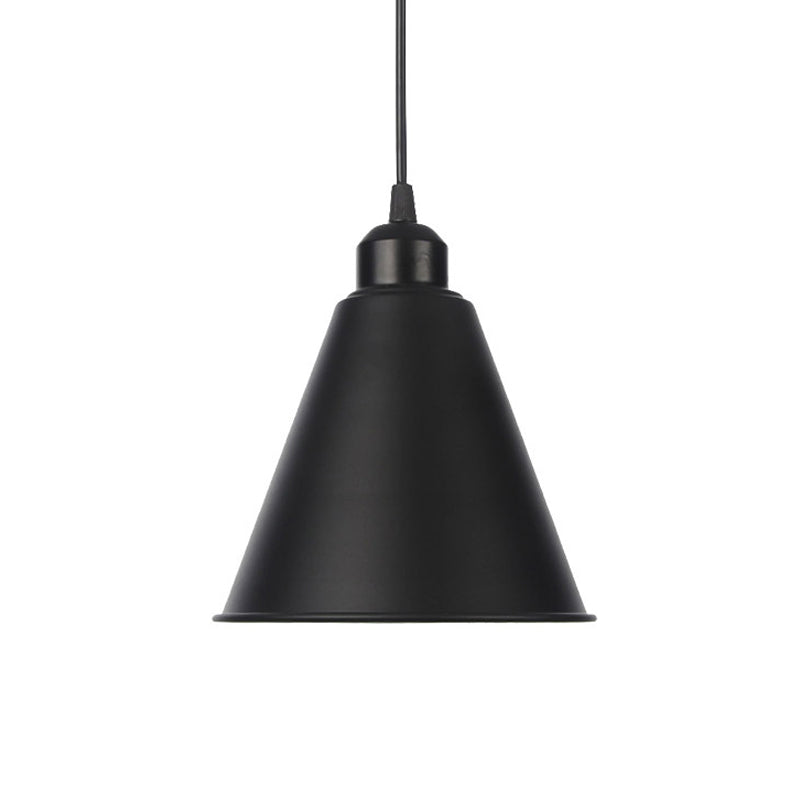 Rustic Pendant Ceiling Lamp With Flared Iron Shade - Black Or White