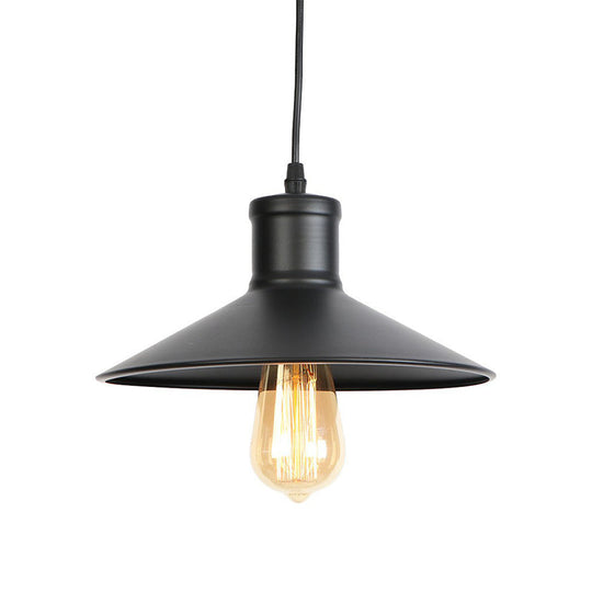 Rustic Black Cone Shade Pendant: 1-Light Dining Room Ceiling Lamp / A