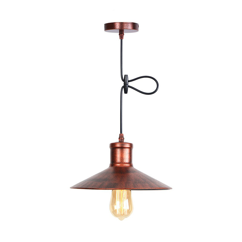 Rustic Black Cone Shade Pendant: 1-Light Dining Room Ceiling Lamp Rust / A