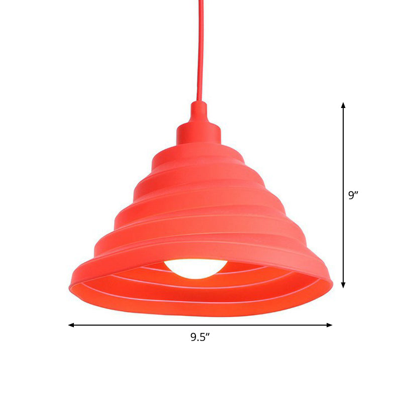 Kit de lampe suspendue industrielle en fer rouge - Lampe suspendue de plafond simple conique/cage/évasée pour salon