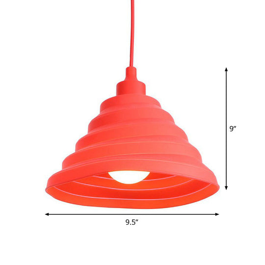 Kit de lampe suspendue industrielle en fer rouge - Lampe suspendue de plafond simple conique/cage/évasée pour salon