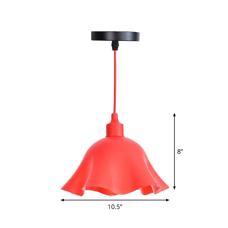 Iron Hanging Lamp Kit - Red Industrial Tapered/Cage/Wide Flared Pendant Light For Living Room