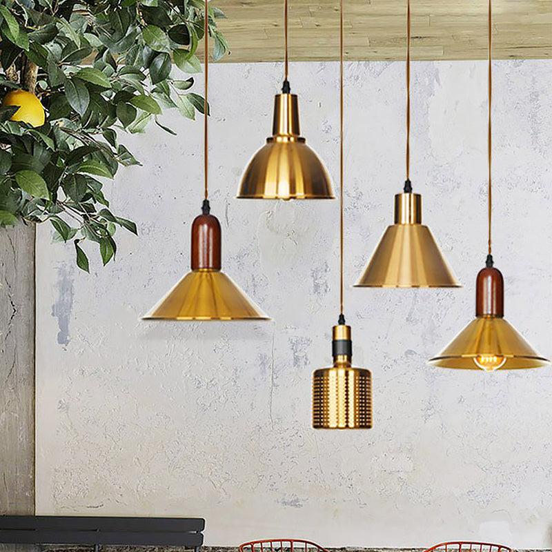 Antiqued Iron Ceiling Pendant Light With Bronze Disc Dome And Cone Finishes - Ideal For Dining Rooms