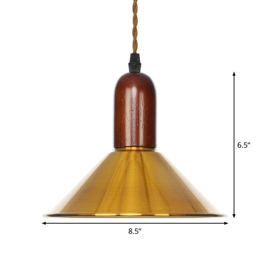 Antiqued Iron Ceiling Pendant Light With Bronze Disc Dome And Cone Finishes - Ideal For Dining Rooms