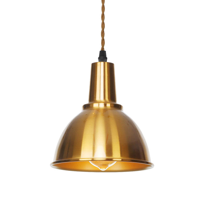 Antiqued Iron Bronze Ceiling Pendant Light - Disc/Dome/Cone Design, Single-Bulb, Ideal for Dining Room