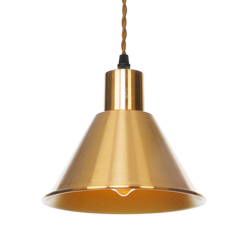 Antiqued Iron Ceiling Pendant Light With Bronze Disc Dome And Cone Finishes - Ideal For Dining Rooms