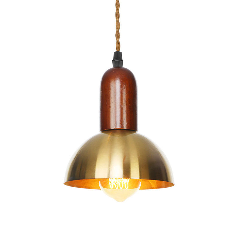 Antiqued Iron Ceiling Pendant Light With Bronze Disc Dome And Cone Finishes - Ideal For Dining Rooms