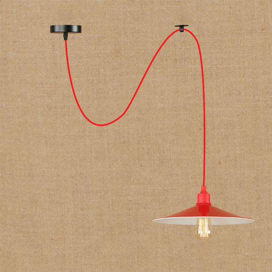 Sleek Red Metal Pendant Light for Living Room - 1 or 3-Head Swag Design