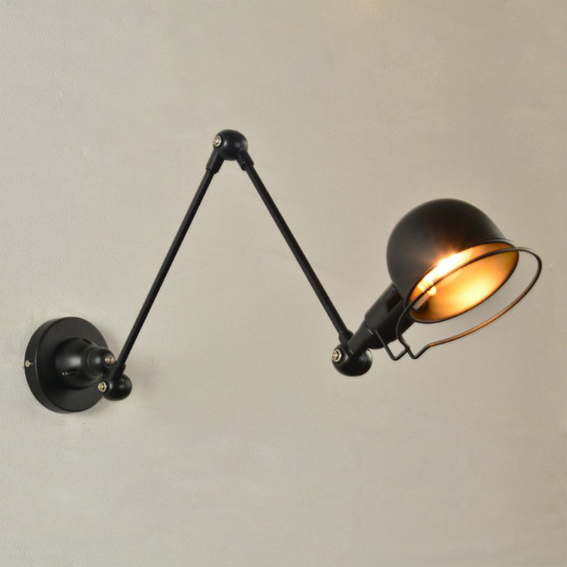 Industrial Black Iron Wall Mount Light Fixture With Rotatable Bowl 1-Light Task Frame Guard