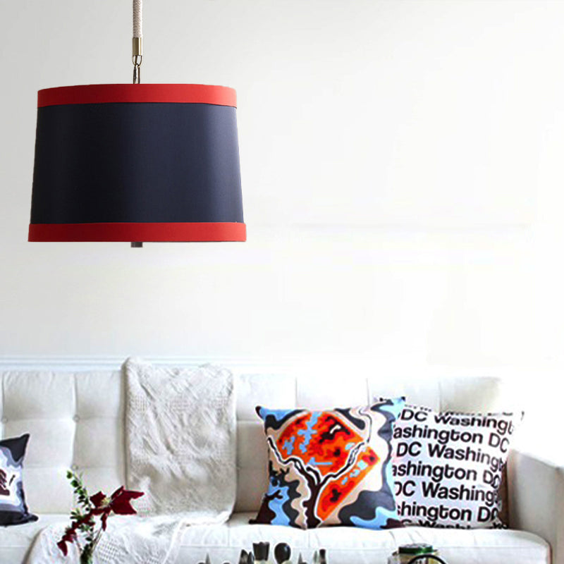 Simple 5-Bulb Fabric Drum Pendant Light For Nursing Room Decor