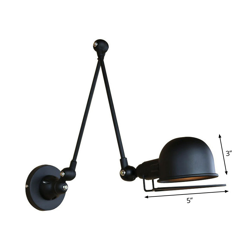 Industrial Black Iron Wall Mount Light Fixture With Rotatable Bowl 1-Light Task Frame Guard